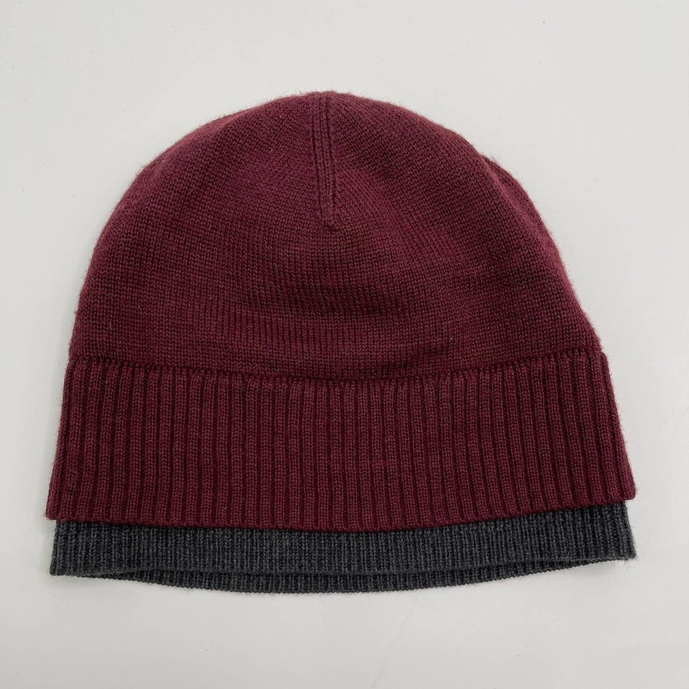 2 tone low profile reversible knit beanie hat
